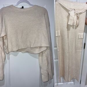 Cream Colored Matching Sweater & Pant Set